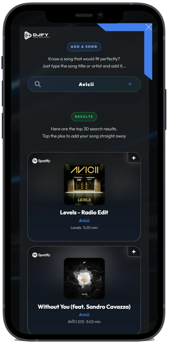 DJfy App: Songsuche